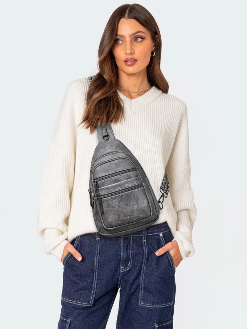 Sling Bag for Women Crossbody Bags Sling Purse Cross Body Backpack Vegan Leather - Picture 8 of 9